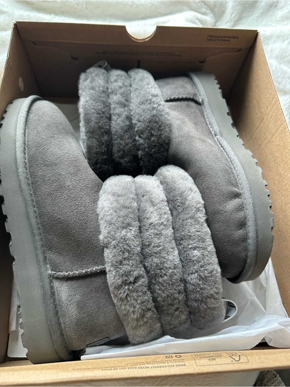 UGG Women's Charcoal Gray Shearling Cuff Boots
